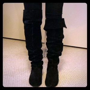 Jessica Simpson Black Suede Slouched Boots