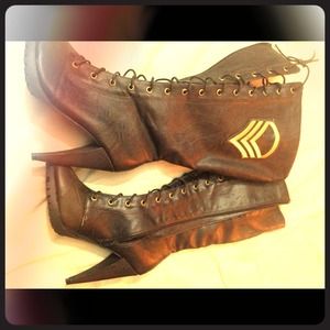 Brown, knee high boots
