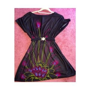 Funky and flattering dark grey dress with design