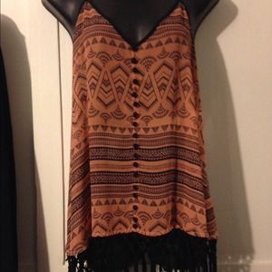 Double zero tribal print top