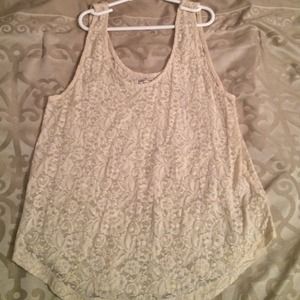Cream lace see through tank