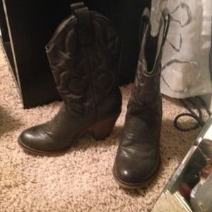 Brown heeled cowboy boots