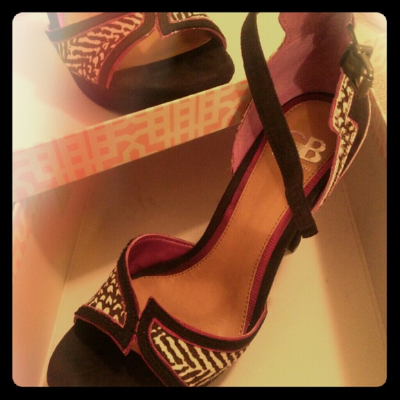 Black Leather Platform Sandal w/Calf Hair