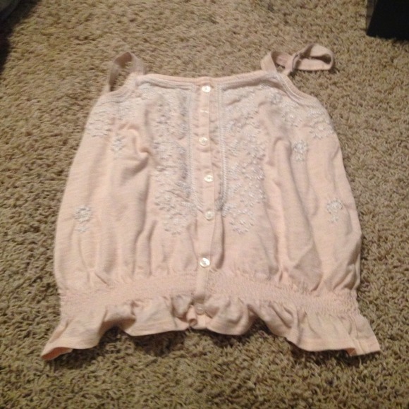 Floral stitched half shirt