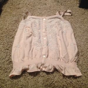 Floral stitched half shirt