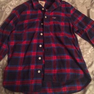 Hollister red and blue flannel