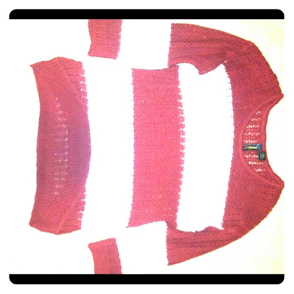 White and Red color block sweater