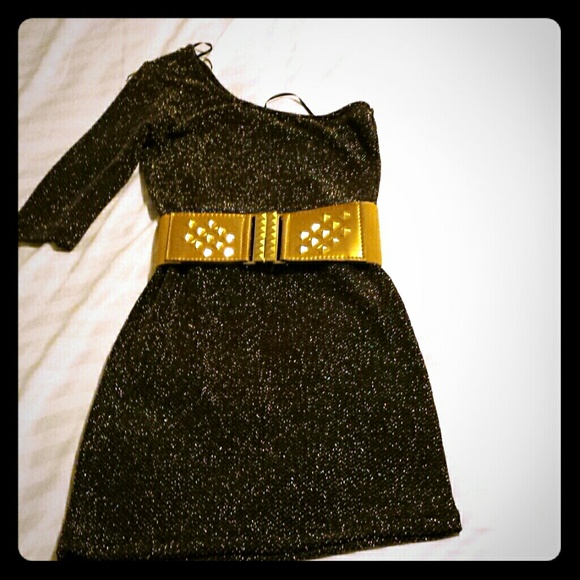 Mini Black & Gold Dress - Picture 1 of 3
