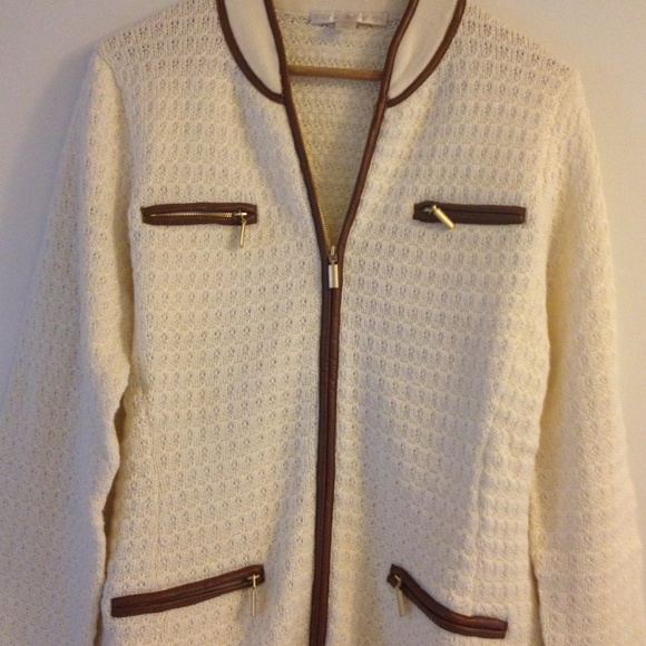 Hp❤Beautiful Sweater coat with faux leather❤️ - Picture 2 of 4