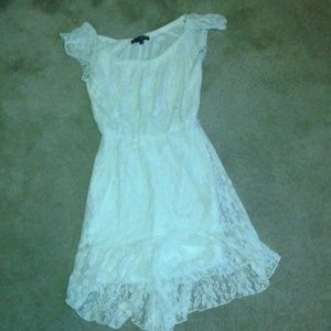 White hi low lace dress