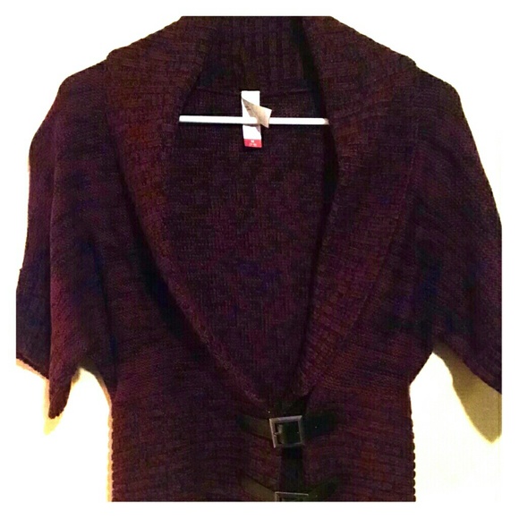 Burgundy belted sweater