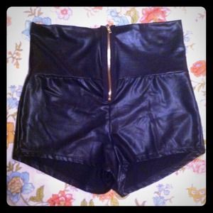 High waist faux leather shorts.