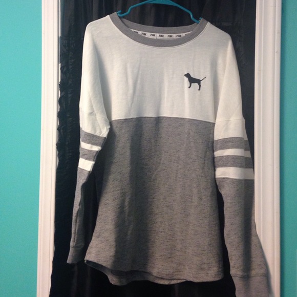 Gray and white crew neck