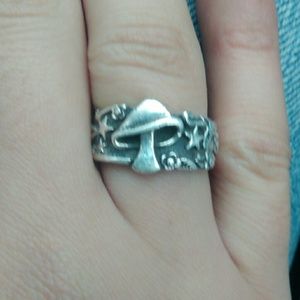 Vintage mushroom sterling silver ring