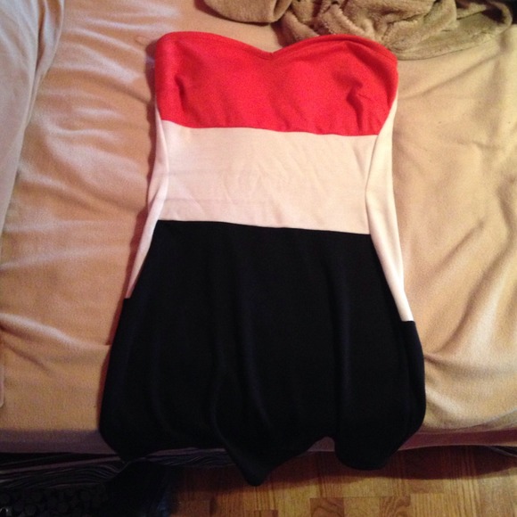 Orange black white tube dress