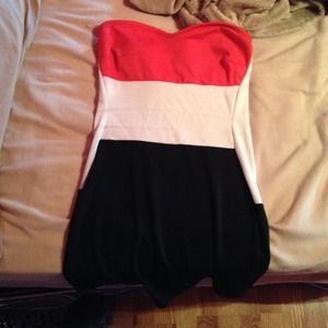 Orange black white tube dress