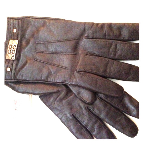 Coach brown leather gloves