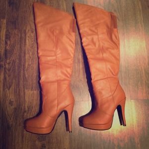 Brown knee high boots