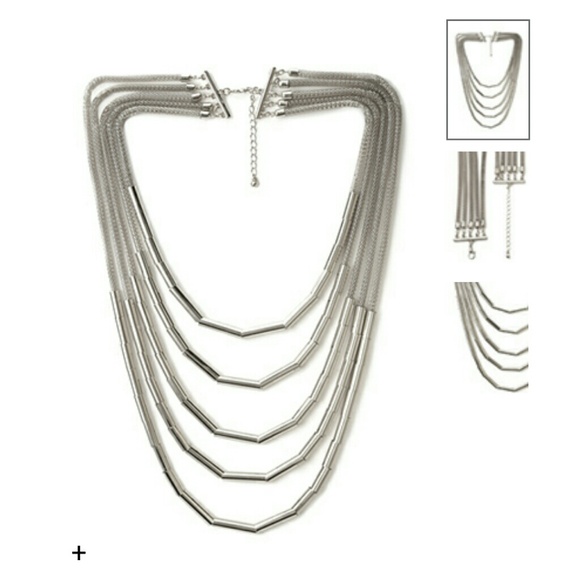 Silver layered chain necklace