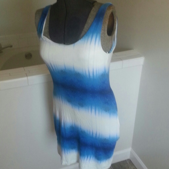 Tye dyed blue and white tank dress