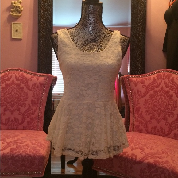White lace peplum top