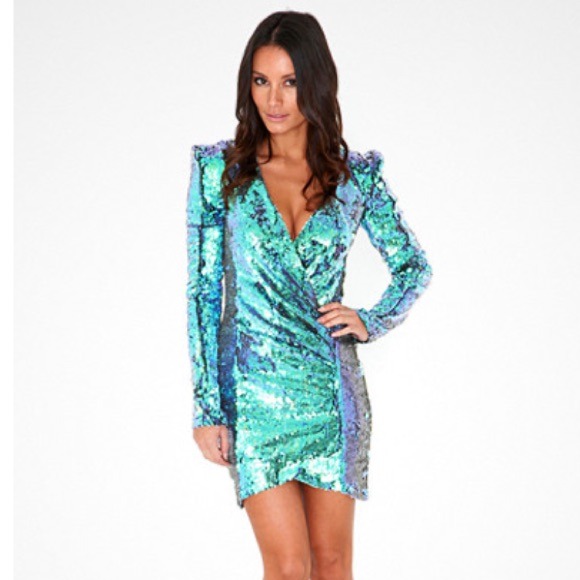 Aqua Sequins Dress
