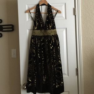 Cynthia Steffe Metallic Velvet Halter Dress