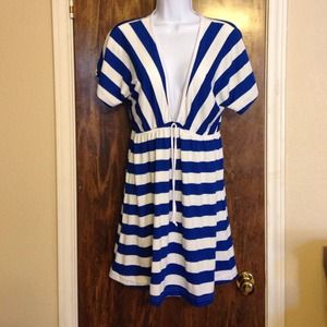 Blue and white striped coverup/tunic
