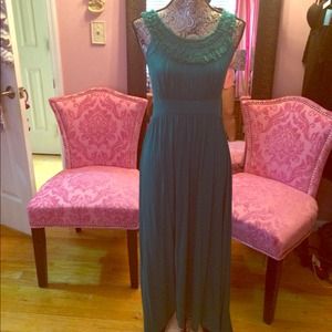 green-blue gown