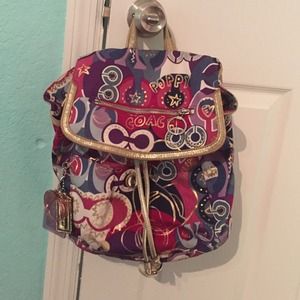 AUTHENTIC COACH POP C POPPY BACKPACK Purples/Pinks