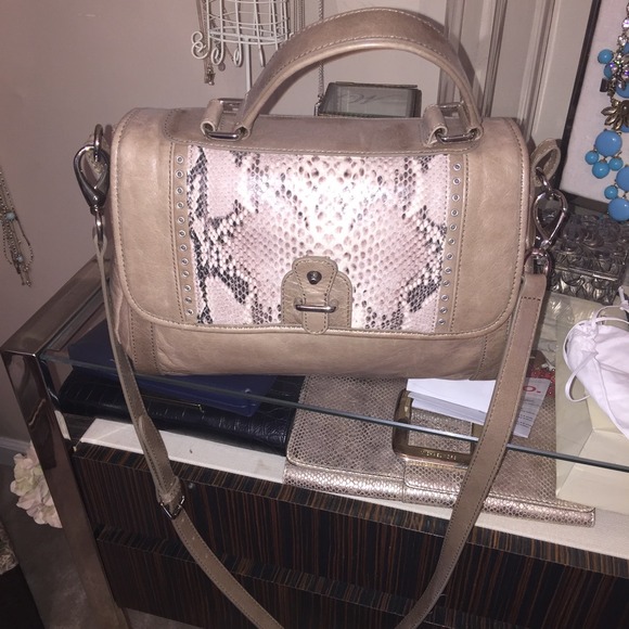 Rebecca Minkoff taupe and python print crossbody - Picture 2 of 8