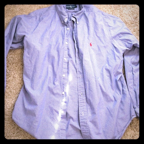 Blue and white check polo Oxford for men