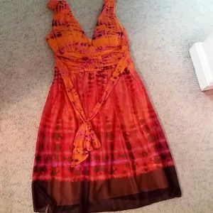 Gorgeous Orange Patterned Dress, Never Worn