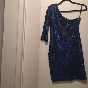 Sequin One Shoulder Mini Dress By Blaque Label
