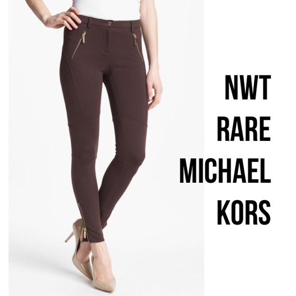 Mixhae Kors Brown Ponte Zipper Pants