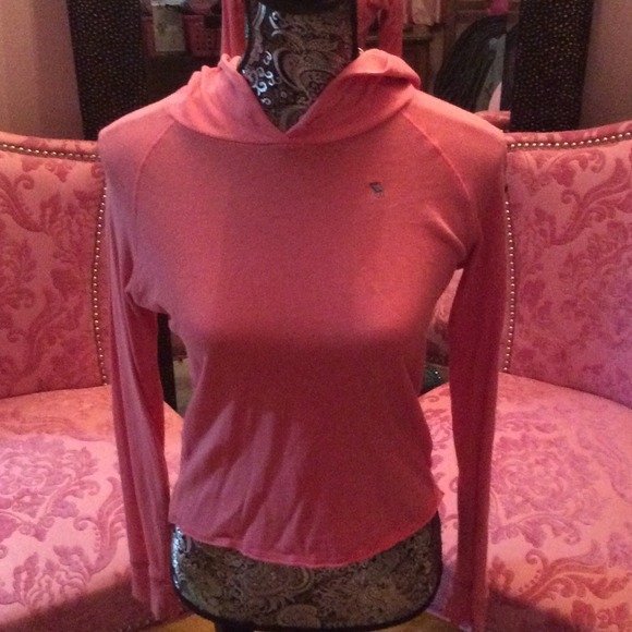 Vintage coral Abercrombie cropped hoodie