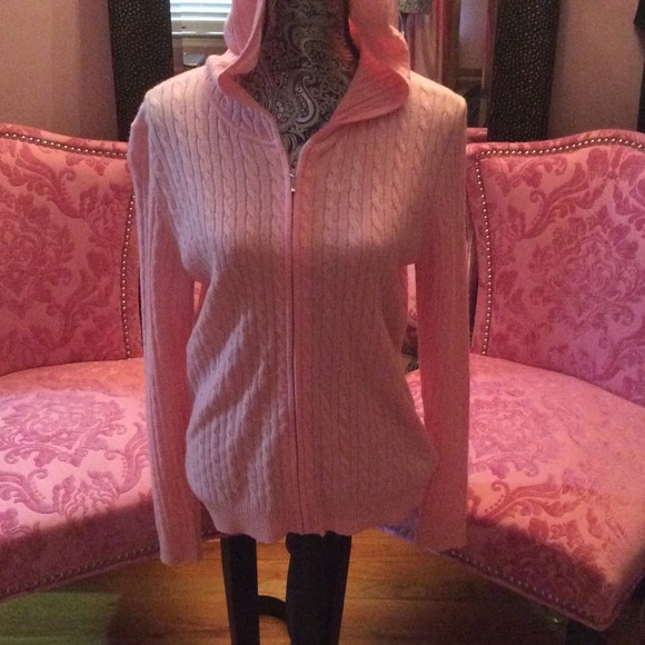Pink cashmere zipup sweater