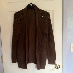 Brown shoulder studded sweater