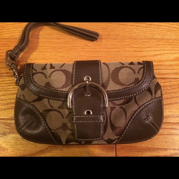 Coach brown wristlet