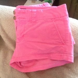 Neon pink shortie shorts