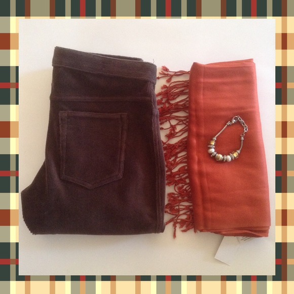 Indigo Brown Cord Leggings. - Picture 3 of 4