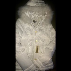 Bebe Logo White Bomber Jacket Size M