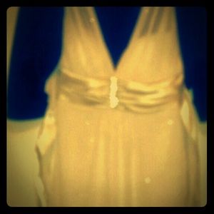 Off White Sparkly Halter Dress