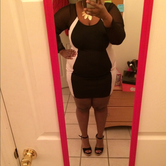 Black & White Sheer Sleeve Dress