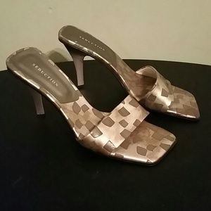 Bronze Tone Open-toe Heels