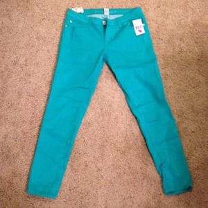 Teal skinny jeans