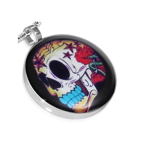 Stainless steel Circle Pendant w/ 19.3" Necklace