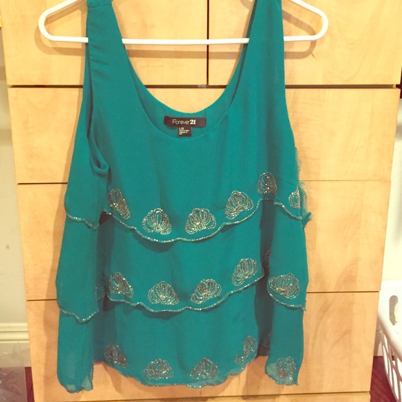 Emerald green beaded top