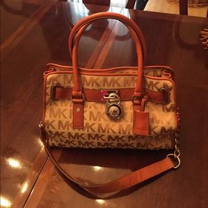 Michael Kors MK Logo Jacquard Small Hamilton Bag