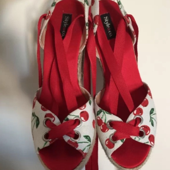 Style&Co cherry print wedges